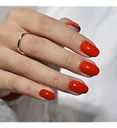 BTArtbox Press On Nails Short - Soft Gel Red Press on Nails Short Oval Fake Nail with Nail Glue, ...