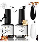 modelones Gel Nail Polish Set, 2 Pcs 15 ML Black and White Gel Polish White Gel Nail Polish Soak ...