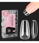 Beetles Gel Nail Tips Short Coffin Pre-Etched Nail Tips, 12 Sizes 288 Pcs Full Cover Soft Nail Ti...