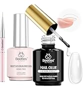 Beetles 2Pcs 15ml HEMA-Free Nail Glue Builder Nail Gel Set, Clear Builder for Nail Strengthener T...