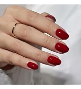 BTArtbox Press On Nails Short - Red Press on Nails Short Oval Nails Fall Fake Nail with Nail Glue...