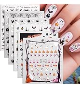 6 Sheets Halloween Nail Stickers for Nail Art Blood Drop Ghost Nail Art Stickers Bat Pumpkin Nail...