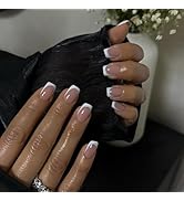 30Pcs White French Tip Press on Nails Short Square Nails Press ons, Short Fake Nails Coffin Acryl...