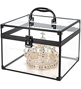 FRENESSA Portable Makeup Case Large Clear Crown Box Cosmetics Display Case Toiletry Organizer Box...