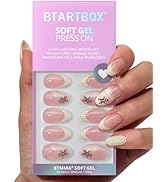 BTArtbox French Tip Press On Nails - Gingerbread Joy, 3D Short Almond Christmas Press On Nails wi...