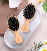 Hair Brush Mini Boar Bristle Hairbrush for Thick Curly Thin Long Short Wet or Dry Hair Detangle M...