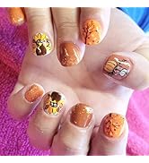 24Pcs Thanksgiving Press on Nails Short Petite Fall Fake Nails Square Shaped Cute Turkey with Pum...