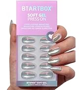 BTArtbox Press On Nails Short - Chrome Cat Eye Almond Press On Nails with Glue for Women, Opaque ...