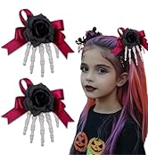Halloween Hair Clips for Women YEFIUO Bow Hair Ties No Damage Skeleton Hand Flat Alligator Claw C...
