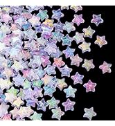 CustomyLife 200 PCS 10mm Acrylic Star Beads, Clear Star Charming Beads Cute Colorful Spacer Beads...