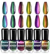 Morovan Fingernail Nail Polish Set: Holographic Metallic Lacquer Air Dry Nail Polish Regular Nail...