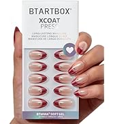 BTArtbox Press On Nails Short - Audrey's Ruby, Chrome Almond Light Red French Tip Press On Nails ...