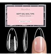 MelodySusie Medium Almond Nail Tips - 600Pcs Clear Acrylic, Half Matte Full Cover Press on Nails ...
