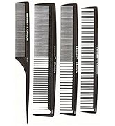 Cricket Professional Hair Stylist Carbon Styling Comb Set, Variety Pack of 4