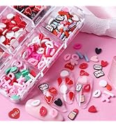 6 Grids Valentine's Nail Art Slices Red Love Heart Sexy Lips Designs Valentines Nail Charms 3D Ca...