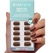 BTArtbox Press On Nails Short - Bold Brew, Caramel Brown Square Press On Nails with Glue and Adhe...