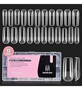 Beetles Gel Nail Tips Long Square 12 Sizes, 288Pcs Pre Shaped Half Matte Press On Nails Gelly Tip...