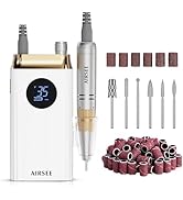 AIRSEE Professional Portable Nail Drill 35000RPM,Rechargeable Cordless Nail Drill for Manicure Sa...
