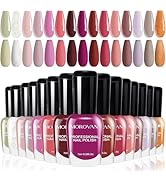 Morovan Rose Nail Polish Set: Fall Burgundy Dark Wine Cherry Red Hot Pink Fingernail Polish Kit A...