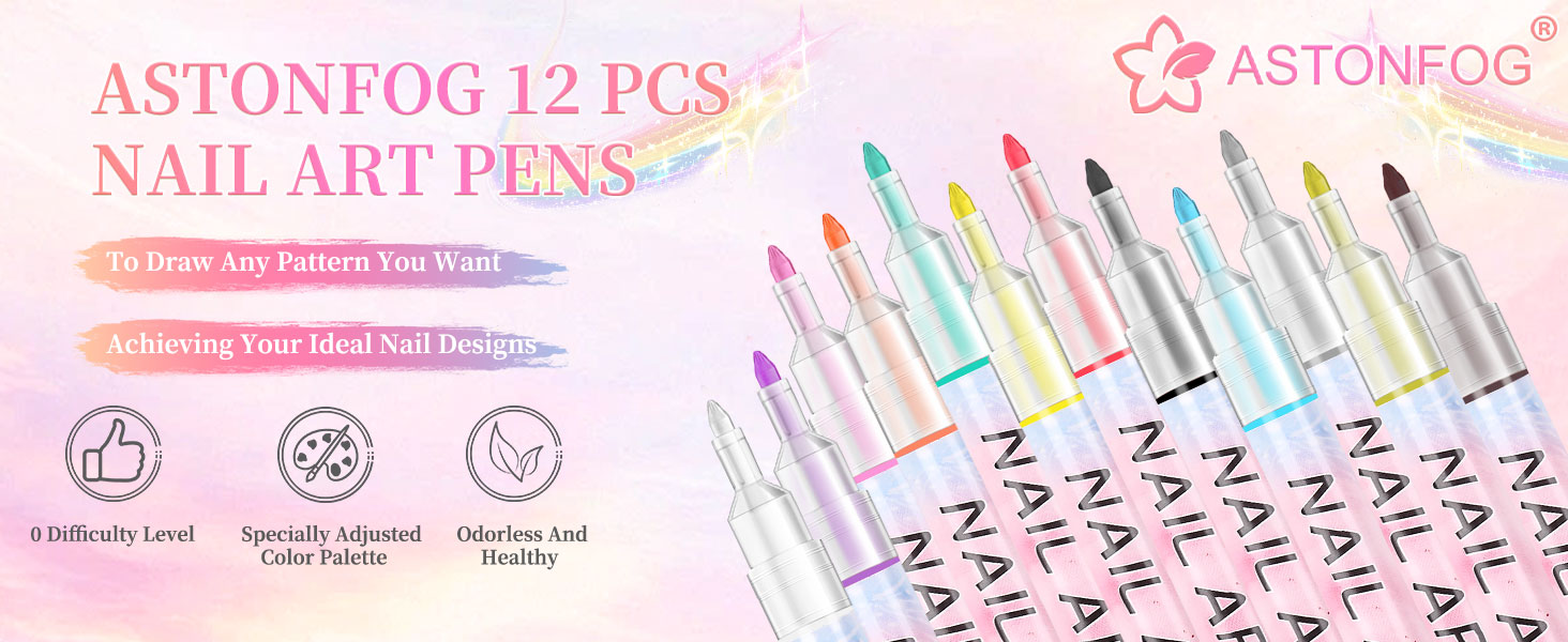 ASTONFOG 12 PCS NAIL ART PENS