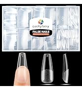 Long Coffin Nail Tips 360pcs Soft Gel Nail Tips Pre-buff Half Matte Coffin Acrylic False ake Nail...