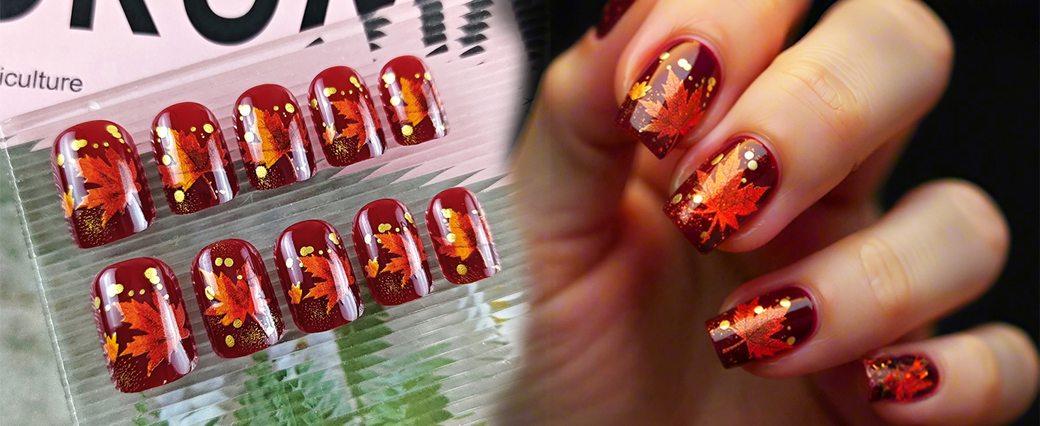 Maple Leaf Press on Nails