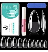 MAGIC ARMOR Almond Fake Gel Nail Tips 120pcs Almond Press on Nails Medium French Design Clear Ful...