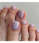 24 Pcs Purple Press on Toenails Square Short Fake Toe Nails Gloss Glue on Toenails Full Cover Sol...