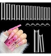 Luckyfairy XXL Square Nail Tips No C Curve Flat Nail Tips Square 2XL Half Cover Pre-buff Gel X Na...