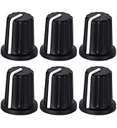 CustomyLife 6pcs 6mm Knurled Shaft Potentiometer Knob, Plastic Guitar Volume Tone Rotary Knob, Bl...