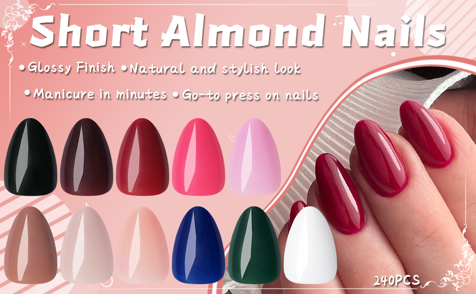 almond press on nails short fake nails black glue on nails white nails press ons