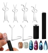 C12rtive Cat Eye Nail Magnet Tool Set,2Pcs Cat Eye Magnet for Nails Pcs Stainless Steel Heart & R...