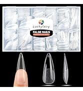 Stiletto Long Nail Tips 360pcs Long Stiletto Almond Shape Gel Nail Tips Half Matte Stiletto Fake ...