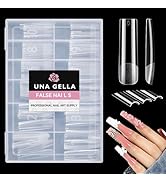 UNA GELLA Long Square Gel Nail Tips XXL: Pre shaped Full Cover Gel Tapered Square Straight Nail T...