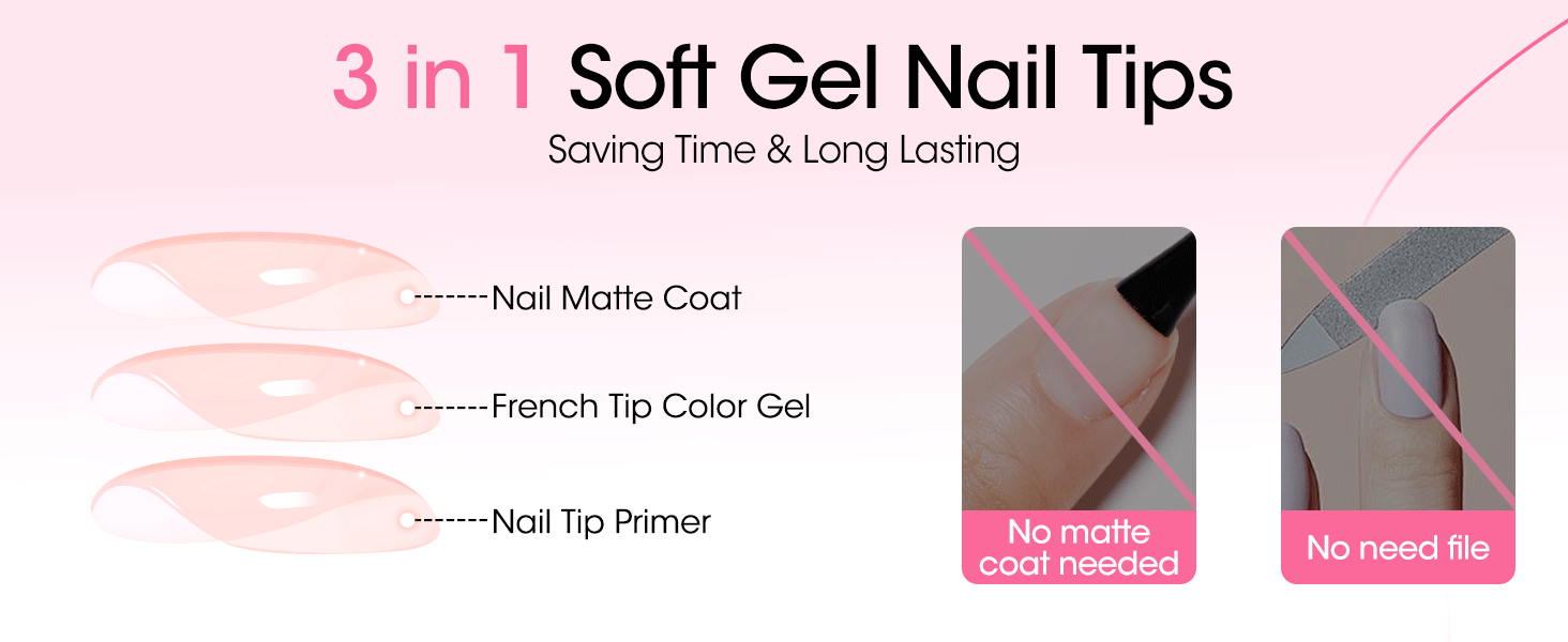Gellen pink short square french tip press on nails