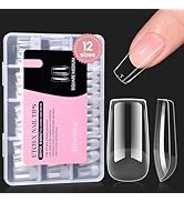 Beetles Gel Nail Tips Medium Square Pre-Etched Nail Tips, 12 Sizes 288Pcs Pre Shaped Half Matte S...