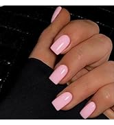 KQueenest 30 Pcs Vanlentine Baby Pink Press on Nails Short Medium Square Fake Nails Acrylic, Gel ...