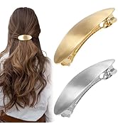 CustomyLife 2pcs 3inch French Metal Oval Hair Barrettes for Women, Non-Slip Simple Large Hair Cli...