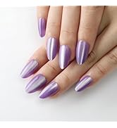 Almond Press On Nails Cat Eye Press on Nails with Glue for Women Ashionable Gel False Nails Reusa...