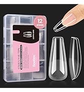 Beetles Coffin Long Gel Nail Tips –Pre-Etched Half Matte Full Cover, 288 Pieces, Pre-Shaped in 12...