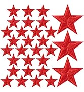 CustomyLife 30 Pcs 1 Inch Star Iron on Patches, Red Sew on Star Embroidered Appliques Embellishme...