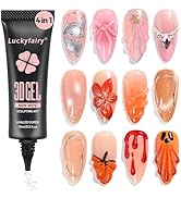 Luckyfairy 3D Gel Nail Art: 4 in 1 3D Nail Gel Sculpting Gel for Molding, Drawing, Chrome Powder,...
