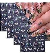 4 Sheet Halloween Nail Stickers for Nail Art Decals YEFIUO Self-Adhesive Nail Art Charms Sliders ...