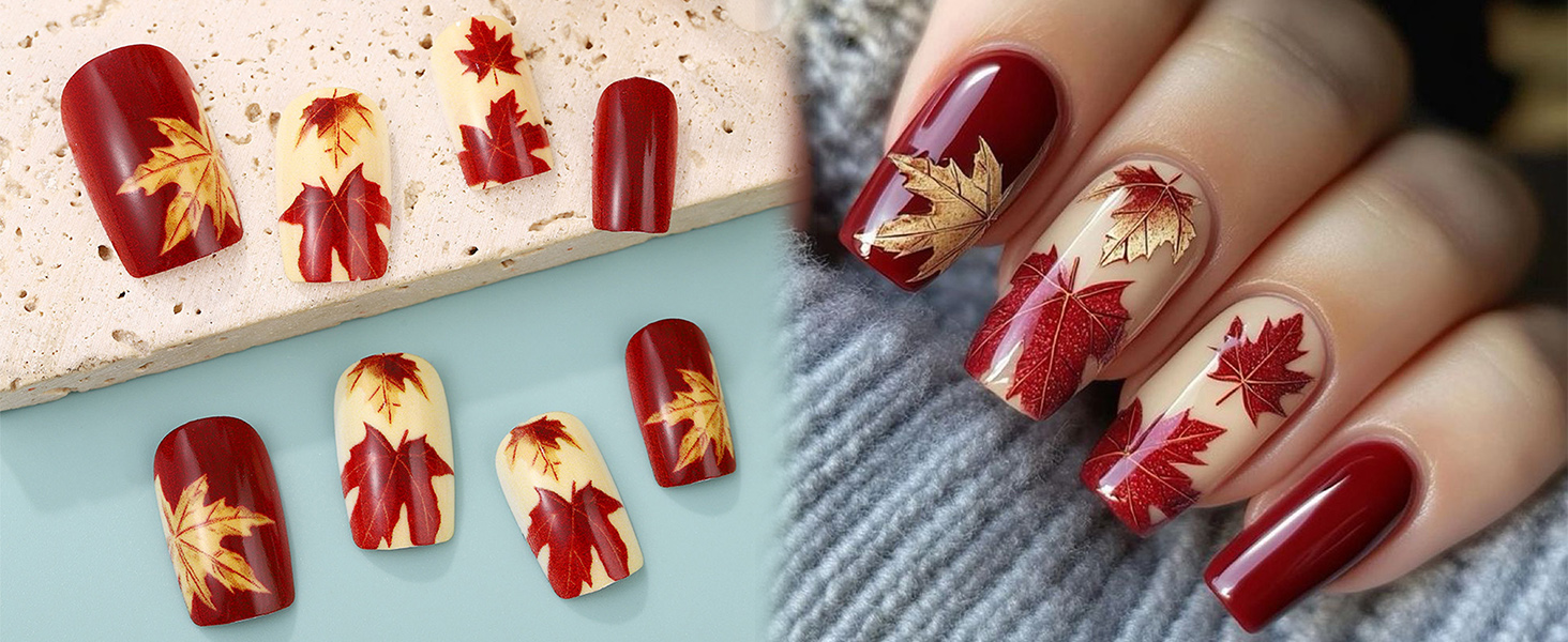 Maple Leaf Press on Nails