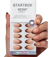 BTArtbox Press On Nails Almond - Espresso Leopard, Lamp-Curable Short French Tip Press On Nails w...