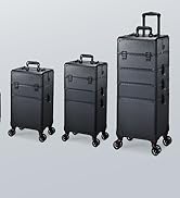 FRENESSA Rolling Makeup Train Case Cosmetology Case on Wheels 5 in 1 Makeup Case with Lid Rolling...