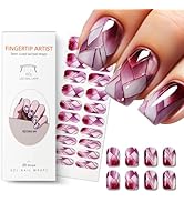Pureglow Co Semi Cured Gel Nail Strips 20Pcs Gel Nails for Use with Any UV/LED Nail Lamp Easy to ...