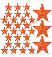 CustomyLife 30 Pcs 1 Inch Star Iron on Patches, Orange Sew on Star Embroidered Appliques Embellis...