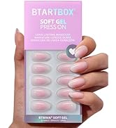 BTArtbox Press On Nails Short - Pink Ombre Almond Press On Nails with Glue for Women, Opaque Soft...