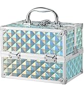 FRENESSA Makeup Case Portable Train Case Cosmetic Organizer cases 4 Trays Travel Storage Box with...